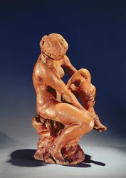 Vrouw die haar kousen uittrekt, ca. 1870